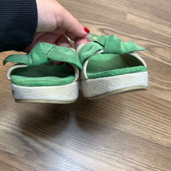 Bongo Vintage Y2K Embroidered Floral Platform 4” Wedge Sandals Size 9 Bow Front - Picture 6 of 13